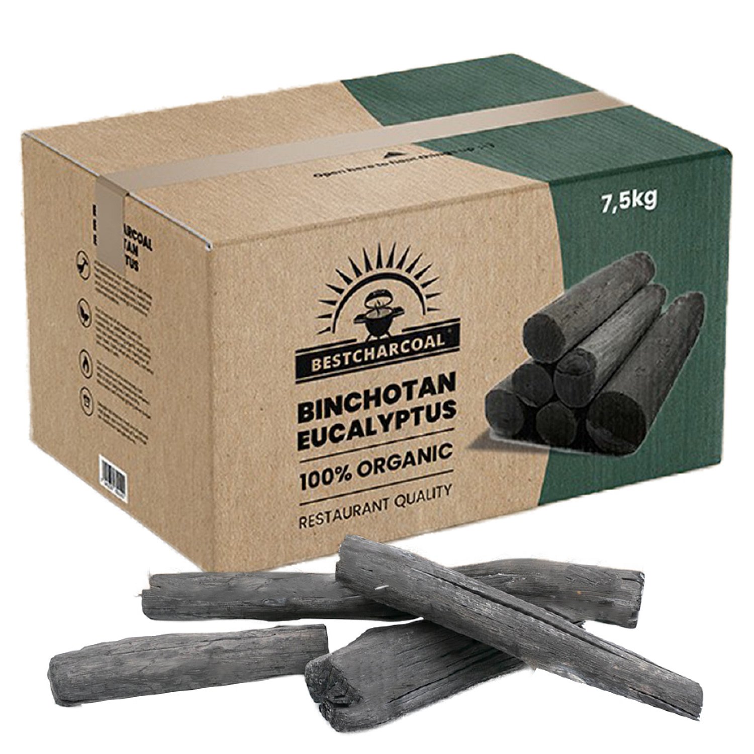 Best Charcoal Eucalyptus Binchotan 7.5 KG Meesterslijpers