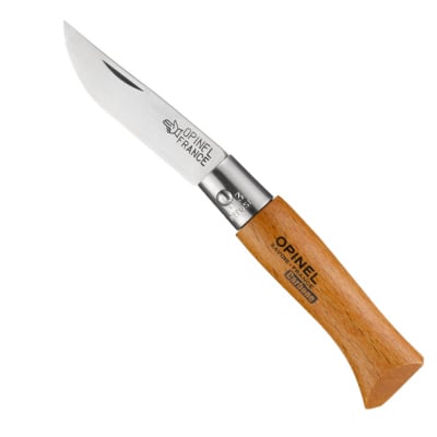 Opinel pocket knife No. 8 Luxury Range with leather sheath, carbon