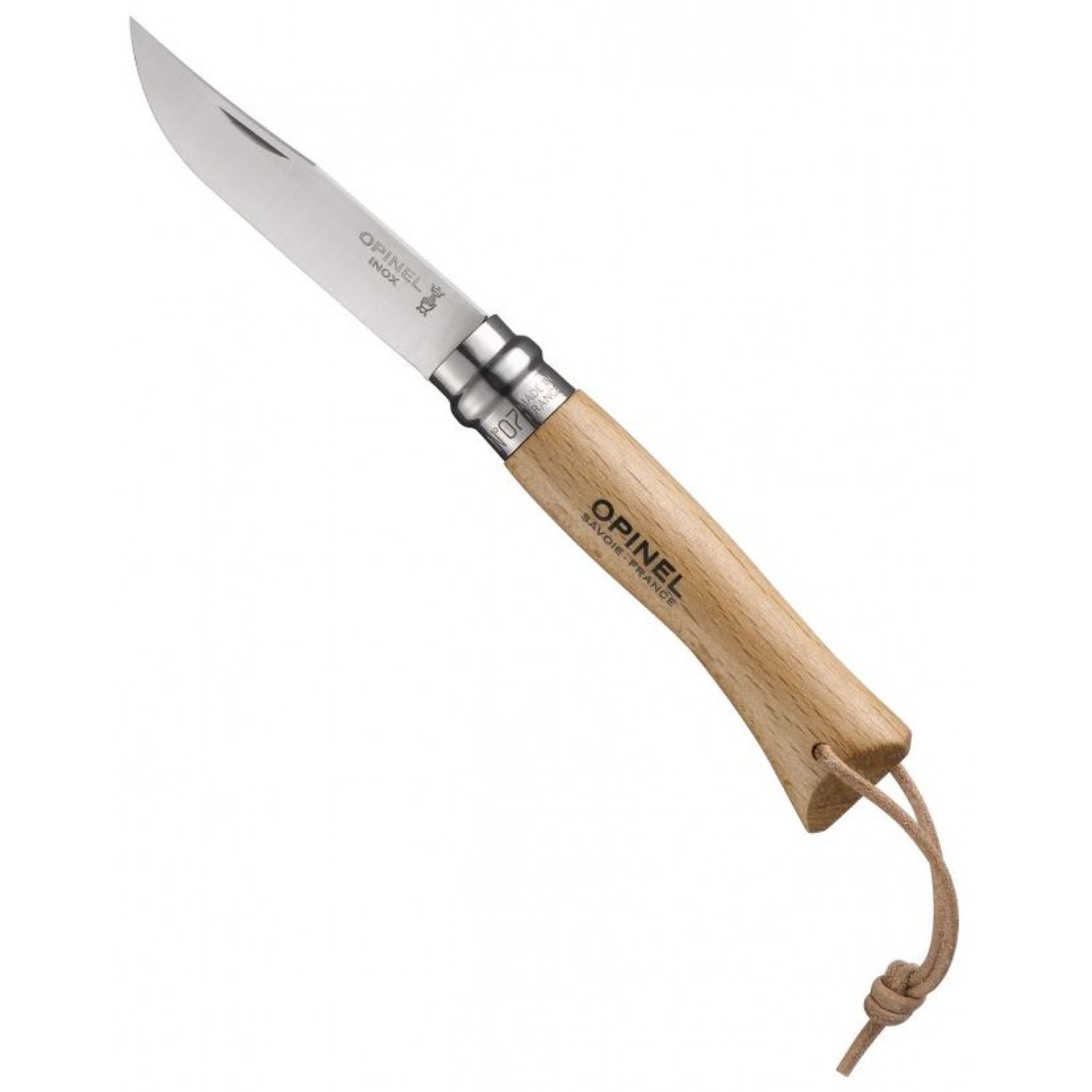 Opinel Pocket Knife No. 7 Stainless With Leather Cord Meesterslijpers